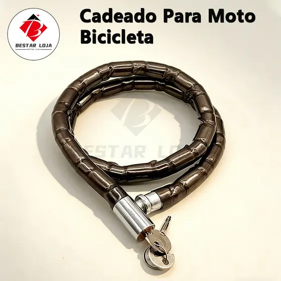 BESTAR LOJA  Cadeado Para Moto Bicicleta Bike Capacete Portão Porta Corrente Segurança Antifurto Trava Grossa