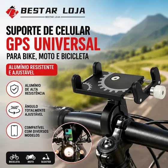BESTAR LOJA  Suporte Para Celular GPS Bike Bicicleta E Moto Em Aluminio