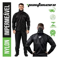 Capa De Chuva Pantaneiro Motoqueiro Nylon Impermeável Motoboy Moto Cbom Gola Ref 1000