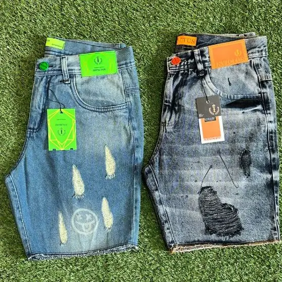 KIT 2 Bermuda Jeans Masculina jogador Curta Destroy Pigmento Tinta