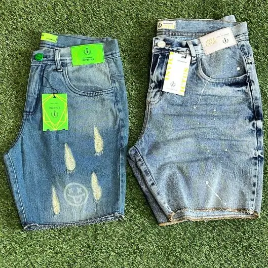 Kit 2 Bermuda Jeans masculina Jogador Curta Destroy Rasgada