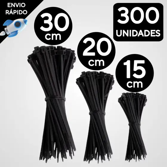 Jogo 300 Ou 100 Abraçadeira de Nylon Enforca Gato Braçadeira Cintas Plásticas  15cm - 20cm - 30cm - Preta | Branca