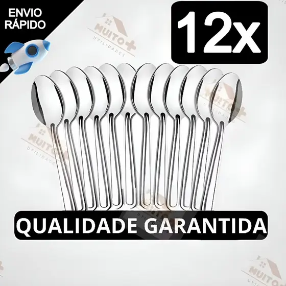 Jogo de Talheres 12 Colheres de Mesa Restaurante Para Cozinha Talher Casa
