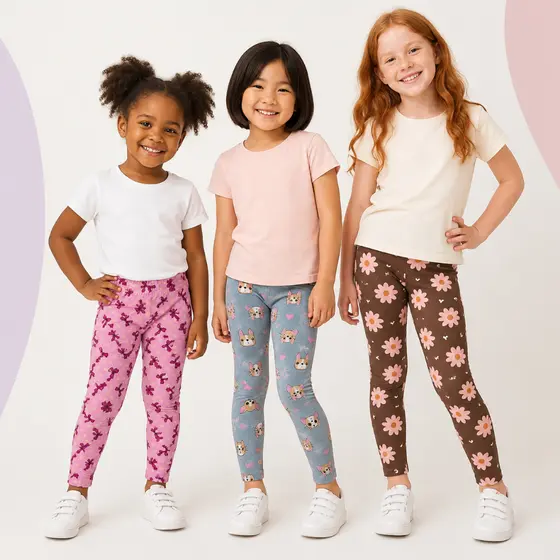 Kit 3 Legging Infantil Estampada Algodão Tamanhos 1 ao 10