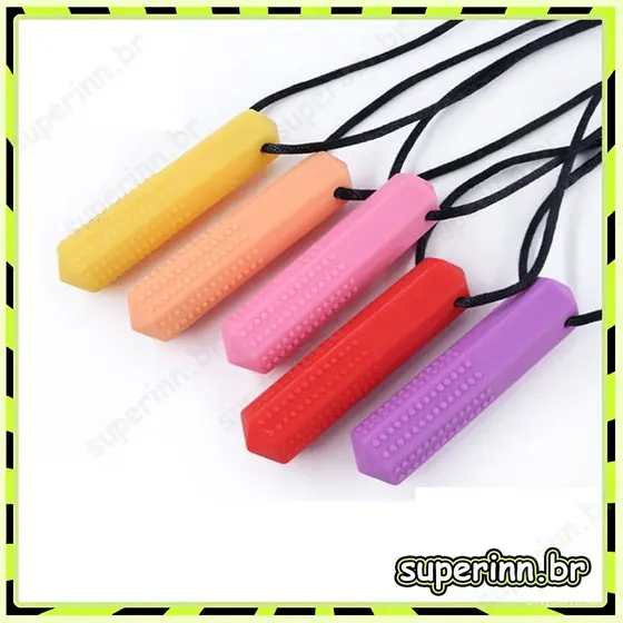 Colar de mastigação sensorial com lápis de cor / Ferramentas sensoriais para mastigação para autismo / Brinquedos mastig