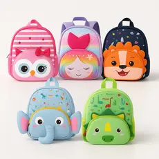 Mochila Infantil Escolar Unissex Bichinhos Leão Unicornio Sereia Elefante Dinossauro Sereia Azul Rosa Raposa Coruja