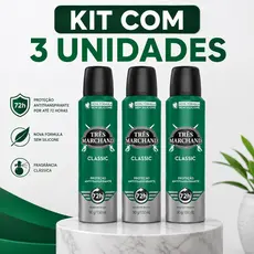 Kit com 3 Unidades - Desodorante Aerossol Classic Très Marchand - 150ml