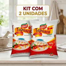 Kit com 2 Unidades - Massa Para Tapioca Lopes Pronta Sem Cheiro - 500g.