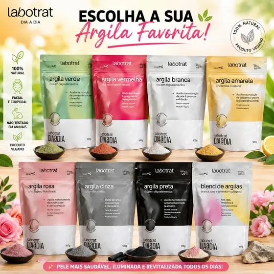 Labotrat - Argila em Pó Diversas Cores e Finalidades para o Rosto e Corpo