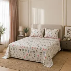Jogo de Lençol Cama Casal/Queen Estampado/Liso 4pç C/Elástico Micropercal 500 Fios Toque de Algodão