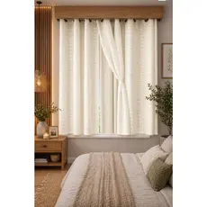 Cortina Blackout 1,40m x 1,80m com Forro Voil Xadrez – Bloqueia Luz e Decora 1 Parte