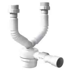 Sifão Sanfonado de Copo Duplo PVC Branco – Instalação Fácil para Pia (ENVIO IMEDIATO)
