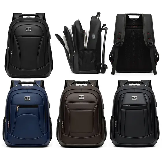 Mochila Couro PU Grande Executiva Para Notebook Trabalho Faculdade Reforçada Cabo De Aço USB