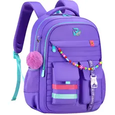 Mochila Escolar Feminina Fofa Pompom Impermeável Reforçada e Confortável para Escola Viagem Estudantes Notebook Bolsa