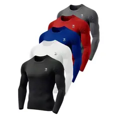 Kit 03/05 Camisas UV Manga Longa Proteção Solar Segunda Pele Poliéster Cores Sortidas P ao G3