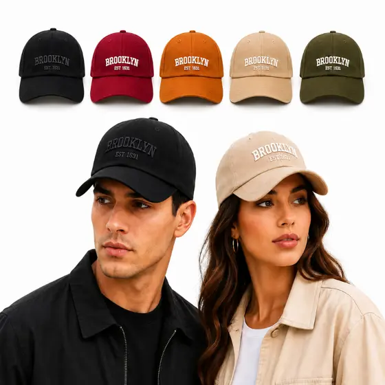 Boné Brooklyn Bordado Premium Unissex Aba Curva Algodão Ajustável Casual Retrô Original