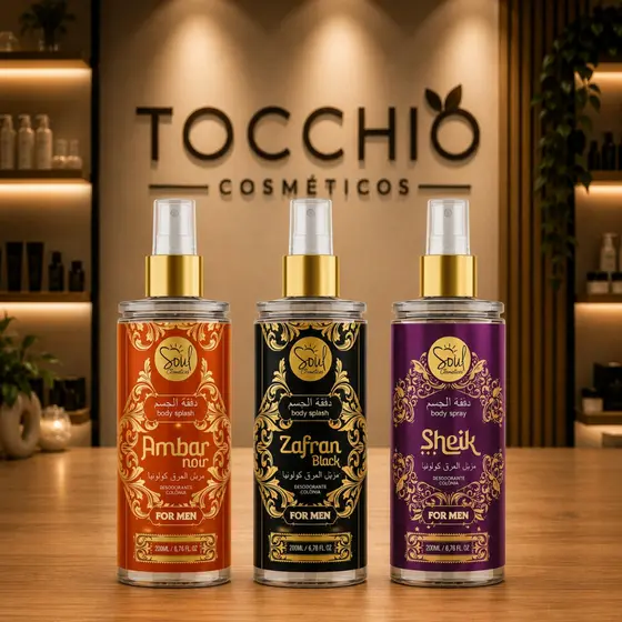 Body Splash SOUL MASCULINO 200ml AMBAR - SHEIK - ZAFRAN SOUL DESODORANTE, COLONIA, PERFUME, CORPORAL