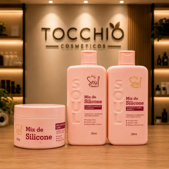 KIT CAPILAR MIX DE SILICONE SOUL 3 itens - SHAMPOO TURBO - CONDICIONADOR TURBO E MÁSCARA CAPILAR