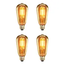 Kit 4 Lâmpada Filamento Led Retrô Vintage Quente Âmbar St64 Branco-quente 127/220V E27 Bivolt