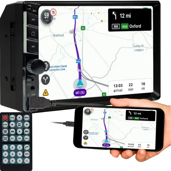 Central Multimídia Universal Mp5 2 Din 7 C/ Espelhamento Via Cabo Mp5 Soundfy Tela Capacitiva