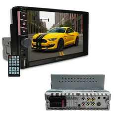 Central Multimídia Universal Mp5 1 Din 7 C/ Espelhamento Via Cabo Mp5 Soundfy Tela Capacitiva