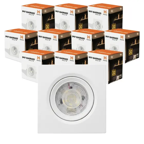 Kit 10 Luminárias Spot Led 7w Branco Embutir Direcionável Teto 6500K 3000K 4000K Homefy