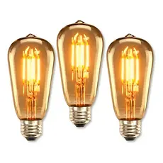Kit 3 Lâmpadas Filamento Led Retrô Vintage 4w Quente ST64 127/220V E27 Bivolt