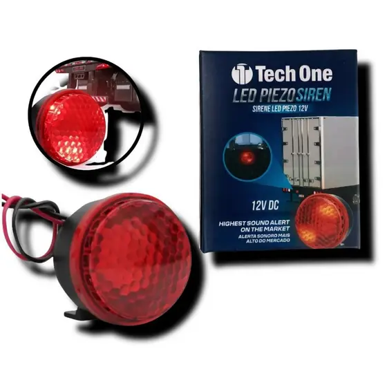 Sirene Sinalizadora De Marcha Ré - 12 e 24v Piezo Tech One Caminhão