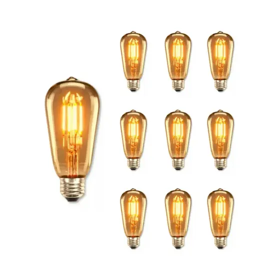 Kit 10 Lâmpadas Filamento Led Retrô Vintage 4w Quente St64 E27 Bivolt