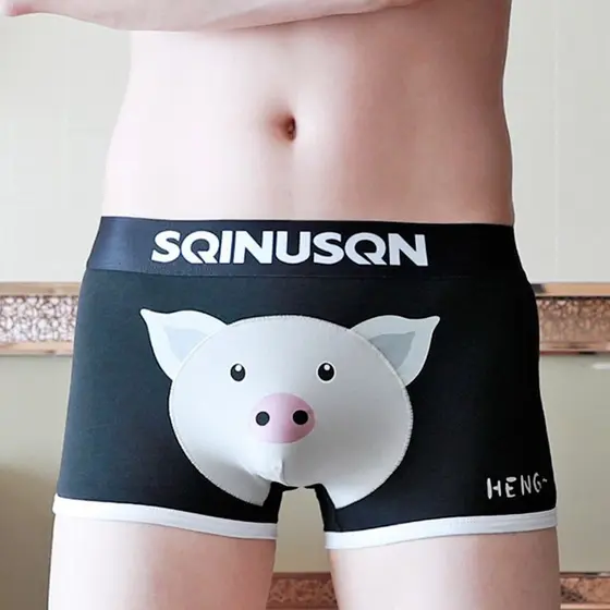 Roupa interior dos desenhos animados dos desenhos animados dos homens Piggy Peppa bonito Animal padrão Boxer Briefs na m