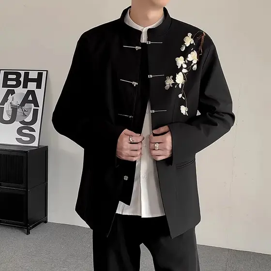Novo estilo chinês High-End terno masculino tamanho grande vestido de noivado noivo casamento duro chinês montanha terno