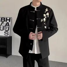 Novo estilo chinês High-End terno masculino tamanho grande vestido de noivado noivo casamento duro chinês montanha terno