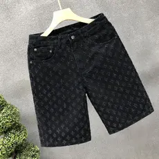 Design Sense Preto Americano Denim Shorts Masculino Trendy Calças Cortadas Finas 2026 Calças Cortadas Masculinas