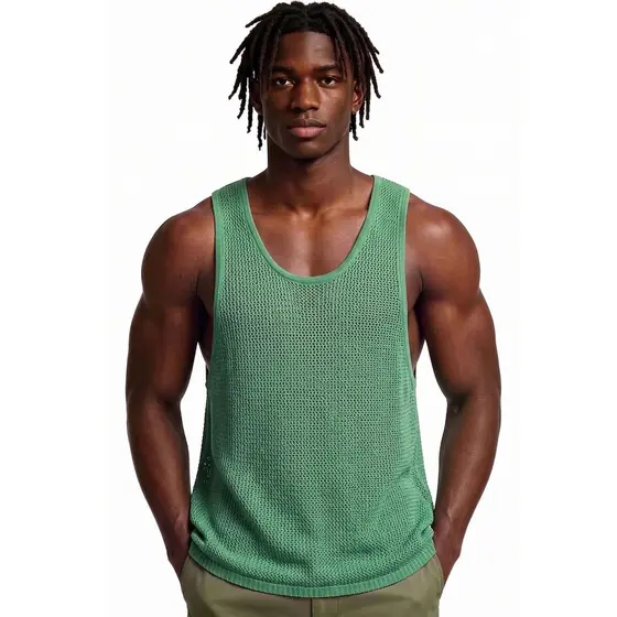 Estilo masculino oco colete de malha solto respirável esportes Fitness topo masculino SJ01117/13