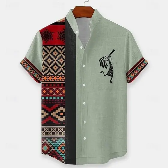Camisa Masculina Para Roupas Masculinas Verão Casual De Manga Curta Havaiana Ao Ar Livre Street wear 46a