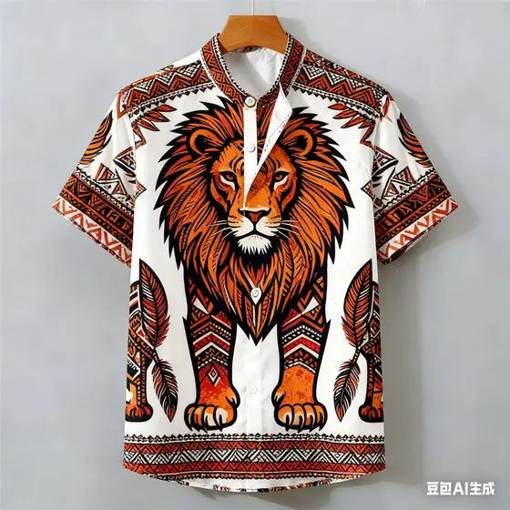 Camisa POLO Masculina Com Estampa De Leão Para Roupas Masculinas Estilo Étnico Vintage ASEAN Tops Étnica Padrão Retrô Ao