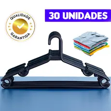Kit 30 Cabide Adulto Preto Guarda Roupas Material Reforçado Com Gancho Organizador Arara