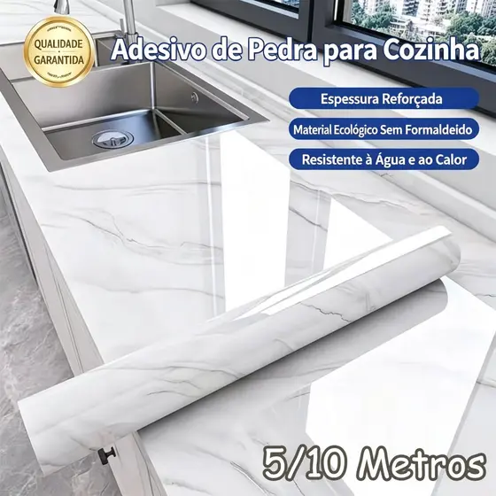 Adesivos de Parede 5M/10M*60CM Revestimento em Mármore Placas Adesivas Banheiro Cozinha Lavabo Cerâmica