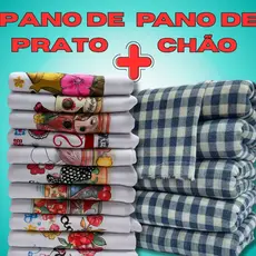 Kit Pano de Prato + Pano de Chão Xadrez - Pano de Prato Estampado