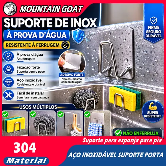 Kit 2 Aço inoxidável Suporte Porta Esponja para bucha de pia Prateleira de cozinha