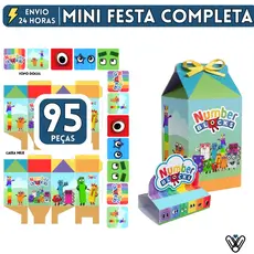 Kit Mini Festa Infantil Number Blocks 95 Peças Pague e Monte Festa No Rack Só Um Bolinho Completo