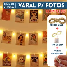 Varal De Fotos Com Led Para Memory Board Caixa Presente Decoração Dia dos Namorados Aniversário