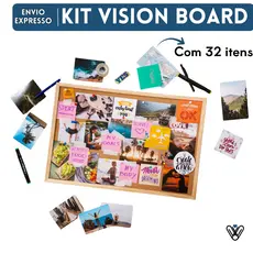 Kit Vision Board Personalizado com Fotos Polaroid, Frases e Figurinhas Com 32 Itens Mural dos Sonhos