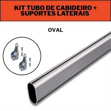 1 Kit Tubo de Cabideiro Oval Arara guarda-roupas e closets + suportes laterais e parafusos