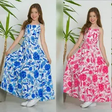 Vestido Longo infantil juvenil longo estampado Crepinho Rodado alça do 8,10,12,14 e 16 anos