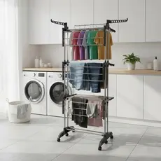 Varal chao dobravel cabideiro ganchos estender roupas camisa calca toalha aluminio apartamento de achadinhoss