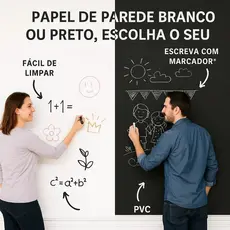 Papel parede quadro branco pvc 2 metros adesivo marcador infantil escritorio decoracao lousa de achadinhoss