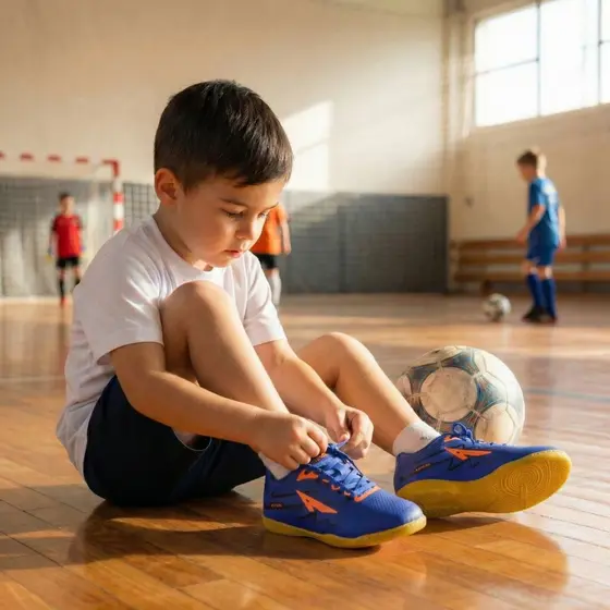 Tênis Infantil Futsal para Quadras Internas Solado Liso Reforçado