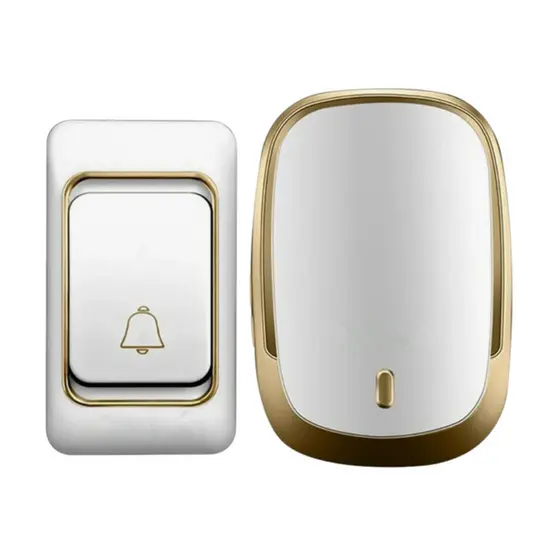 Campainha Externa Sem Fio Com Alcance De Ate 100 M Dourado Preto Azul Claro FACIL