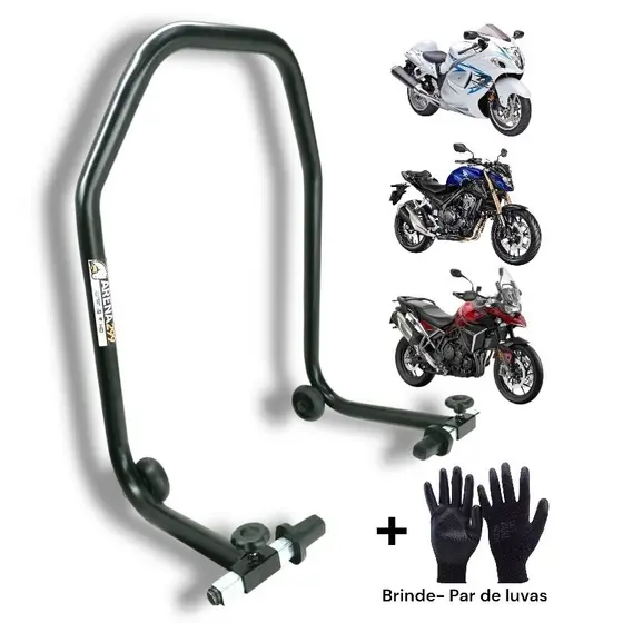 Cavalete Traseiro Moto Universal Para Manutenção + Brinde Luvas Multitato PU